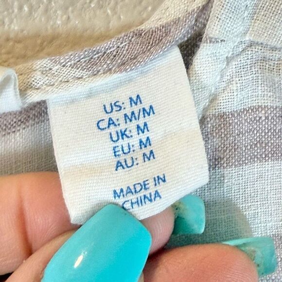 Sigrid Olsen 100% Linen Cap Sleeve Striped Lightweight Top Women's Large - Picture 5 of 9